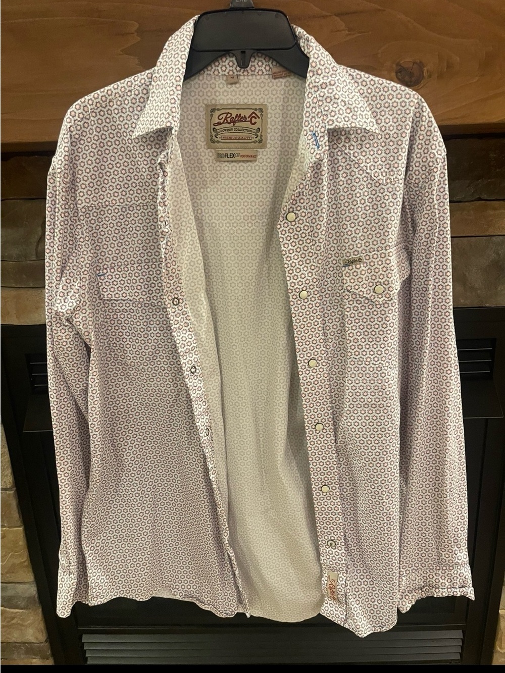 Ruffin & Co. Men's White and Purple Patterned Dress Shirt